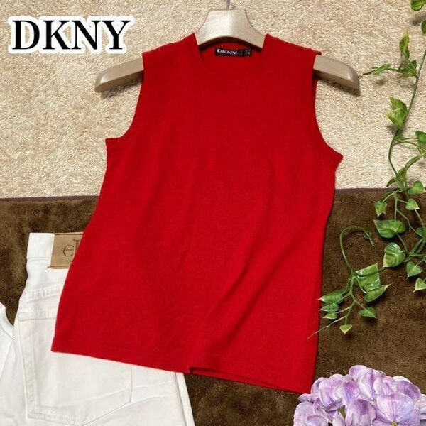 DKNYノースリーブ ニット プルオーバー ウール レディース P/Sサイズ DONNA KARAN