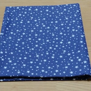 生地幅110×200センチ程度 はぎれ 紺色×白星☆薄手コットン生地♪綿100%