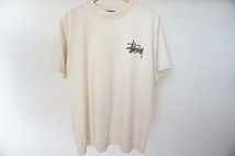 送料198円 STUSSY ステューシー '90紺赤青タグ SSリンクロゴ ドラゴン ヴィンテージ Tシャツ☆made in USA☆ ライトベージュ系 サイズS_画像1