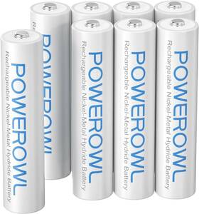 Powerowl単4形充電式ニッケル水素電池8個セット 大容量 自然放電抑制 環境保護 電池収納（1000mAh、?1200回循環