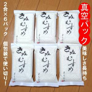 岡山県産 お米２合６パック 農家直送 真空 パック 長期 保存 個包装 きぬむすめ