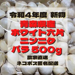 新物 令和4年度 『 少量パック』 青森県産 ホワイト六片 ニンニク 大きめ バラ 500g