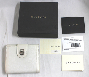 【BVLGARI】ブルガリ　ドッピオトンド　Wホック 二つ折り財布　25214/CHALK　ホワイト系　ゴートレザー　未使用 保管品　20230902