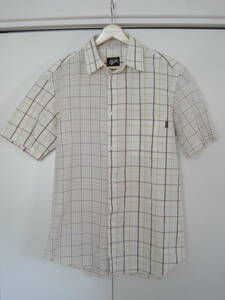 90 годы 90s America производства STUSSY Stussy проверка × проверка рубашка с коротким рукавом S, но довольно большой. 