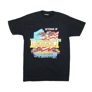 送料無料 90s ビンテージ VETERAN OF DESERT STORM ミリタリー Tシャツ 米軍 US ARMY NAVY 90年代 古着 メンズ L アメカジ USA製 黒 USN