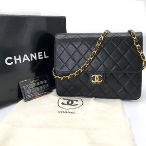M4559 1円 良品 CHANEL シャネル マトラッセ プッシュロック チェーン ショルダー バッグ ブラック