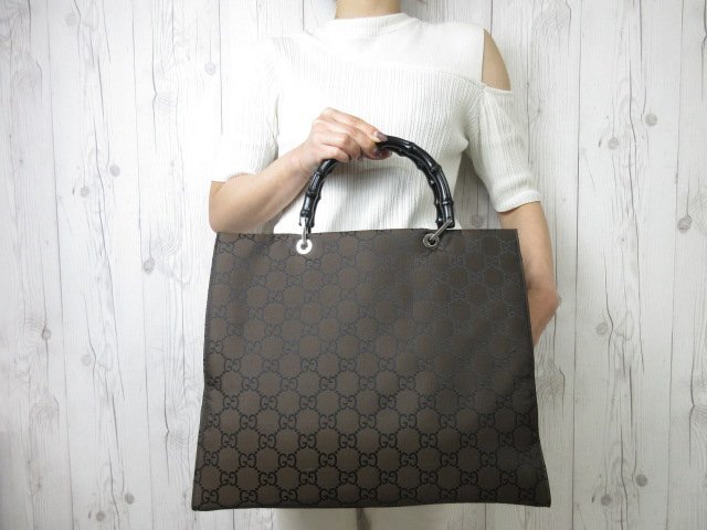 極美品 GUCCI トートバッグ バンブー A4可 ナイロン レザー - library