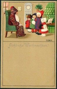 アンティーク･ポストカード 『Ebner/クリスマスの日の子供たち C*未使用』, 印刷物, 絵はがき、ポストカード, その他