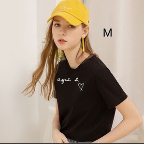 アニエスベー agnes b ロゴtシャツ 無地 半袖 ブラックレディースM