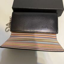 ●新品●送料込 ポールスミス 定番キーケース ブラック×マルチストライプ 牛革レザー Paul Smith_画像2