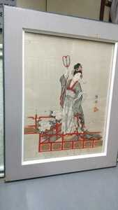 Art hand Auction 美人画 中国美女画 古い! 版画 縦48cm横39cm, 美術品, 絵画, 人物画