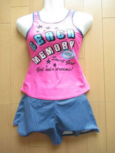 ★美品★　BEACH MEMORY　水着　スイムウェア　セパレート　キュロット付き　子供　女の子　150cm　3点セット　SW7156