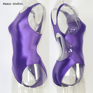 AESCO[ less Logo version ] full back swimsuit race queen school swimsuit Leotard sk water cosplay sexy no sleeve swimsuit purple 