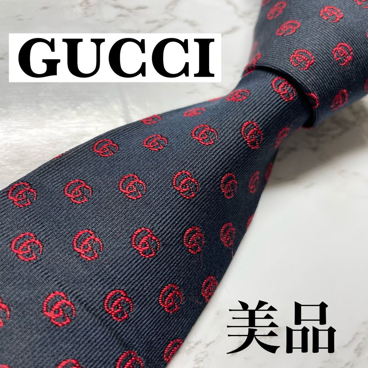 未使用 希少 ネクタイ GUCCI グッチ 現行タグ シルク100% GG柄