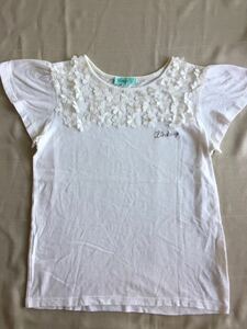 ★Lindsay★リンジィ★お花がいっぱい★白の半袖Ｔシャツ★Ｌサイズ★１６０★超美品★