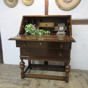  Англия античный мебель свет вид low книжный шкаф стол стол место хранения из дерева дуб Британия BUREAU 6682c