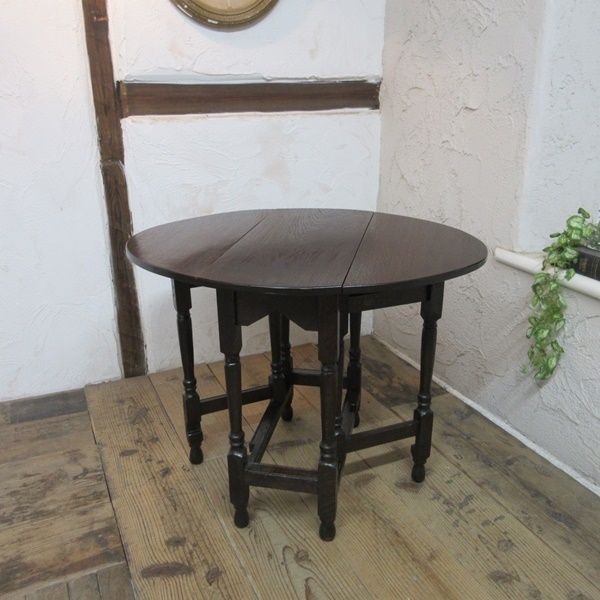 アウトレット公式店 イギリスアンティーク木製ゲートレッグテーブル/バタフライ机家具(70-376) ダイニングテーブル