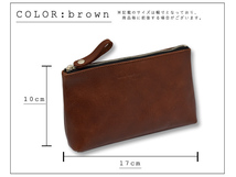 CALF カーフ 本革 レザーポーチ 【Mサイズ ブラウン brown】 日本製 通帳入れ 皮革 小物入れ 皮革 Leather こげ茶_画像5