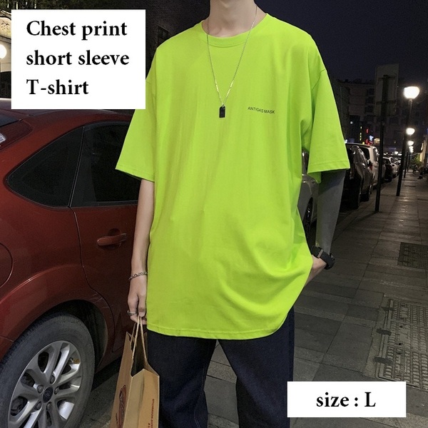 《 送料無料 》 半袖 Tシャツ メンズ グリーン 緑 L 新品 未使用 半袖Tシャツ カットソー トップス プリント 韓国 ファッション 【PN5229】