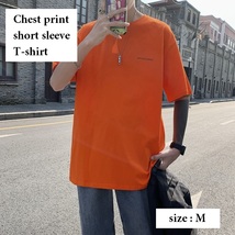《 送料無料 》 Tシャツ 半袖 メンズ オレンジ 橙 M 新品 未使用 カットソー プリント ストリート カジュアル ファッション 【PN5229】_画像1