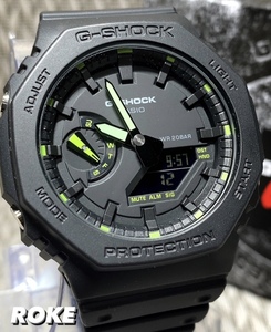 新色 新品 G-SHOCK Gショック ジーショック カシオ CASIO 正規品 腕時計 アナデジ腕時計 多機能 八角形フォルム グリーン ネオンカラー