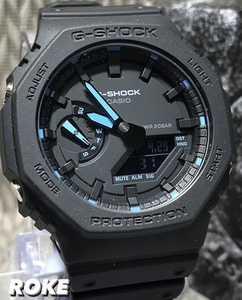 新色 新品 G-SHOCK Gショック ジーショック カシオ CASIO 正規品 腕時計 アナデジ腕時計 多機能腕時計 八角形フォルム ブルー ネオンカラー