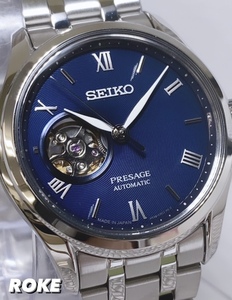 新品 セイコー SEIKO 正規品 日本製 自動巻き 腕時計 プレザージュ PRESAGE ステンレスベルト SSA411J1 オープンハート アンティーク腕時計