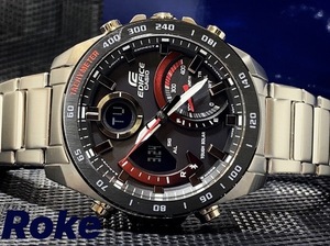新品 カシオ エディフィス CASIO EDIFICE 腕時計 ECB-900DB-1A モバイルリンク　タフソーラー 腕時計 メンズ ビジネス アナデジ レッド