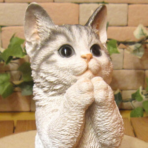  real . cat. ornament please! cat 1 white & gray . cat objet d'art cat figure interior ornament garden veranda 