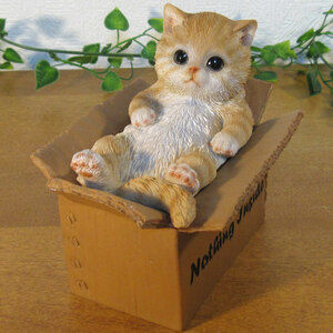 ne. ornament real . cat. objet d'art box cat tea tiger cat jewelry case case interior figure front door 