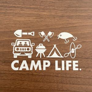 156.【グレー】 CAMP LIFE キャンプ カッティングステッカー テント 釣り アウトドア 【送料無料】