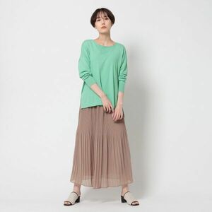 [. price cut ] new goods unused world INDIVI Indivi Indy bi[3 point set ] knitted ensemble + pleated skirt put on turning * 13 number LL XL