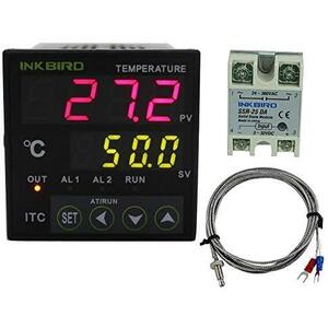 Inkbird 温度コントローラ デジタル温度調節器 PID サーモスタット SSRソリッドステートリレー K熱電対 (ITC-100VHコントロー