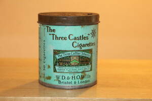 戦前戦後?　古いイギリスのたばこ缶　The Three Castles CIGARETTES W.D.&H.O.Willis BRISTOL&LONDON/ブリキ缶/煙草缶/空き缶/ロンドン