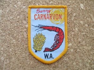 80s オーストラリア SUNNY CARNARVOＮ カナーボン ワッペン パッチ/海老エビW.A.ビンテージ旅行Voyager観光バナナ土産AUSTRALIA留学