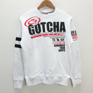 a# Gotcha /GOTCHA Logo print long sleeve sweatshirt [M] white /MENS/81[ used ]