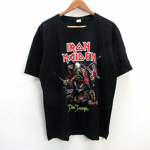 k■THE GTS/アイアンメイデン/IRON MAIDEN プリントTシャツ/バンドT/ロック【L】黒/MENS■100【中古】