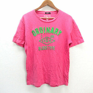 y■ビームス/BEAMS HEART ダメージワッペンTシャツ■ピンク【 メンズL 】MENS/35【中古】