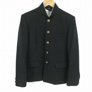 学生服 学ラン 160A 男子 富士ヨット 上着 ウール混 標準型学生服 ラウンドカラー カシドス 黒 中古 ランクB JJ4594 a3