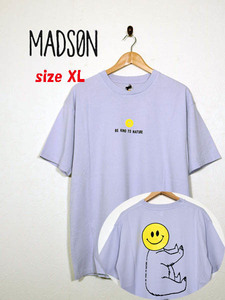 新品★最大値下げ　MADSON　マッドソン 半袖Tシャツ　オーバーサイズ　前後プリント　スマイル　ラベンダー　サイズXL