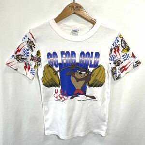 # детский 90s 90 годы Vintage USA производства LOONEY TUNES Looney Tunes Olympic taz любитель n De Ville иллюстрации футболка размер 12 #
