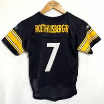 ■ 子供用 Reebok NFL Pittsburgh Steelers #7 ROETHLISBERGER ユニフォーム Tシャツ 古着 リーボック スティーラーズ アメフト サイズM ■_画像4