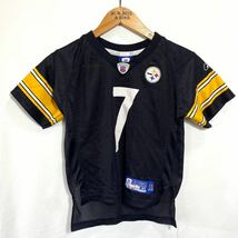 ■ 子供用 Reebok NFL Pittsburgh Steelers #7 ROETHLISBERGER ユニフォーム Tシャツ 古着 リーボック スティーラーズ アメフト サイズM ■_画像1