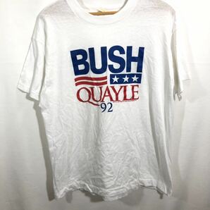 ■ 90s 90年代 USA製 ビンテージ SCREEN STARS BUSH QUAYLE 92 選挙 Tシャツ アメカジ ブッシュ クエール 白 ホワイト サイズXL ■の画像1