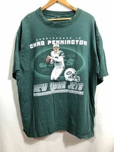 ■ NFL ニューヨーク ジェッツ チャド ペニントン イラスト Tシャツ 古着 緑 アメカジ アメフト クォーターバック JETS CHAD PENNINCTON ■