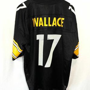 ■ Reebok NFL Pittsburgh Steelers #17 WALLACE ユニフォーム Tシャツ シャツ 古着 リーボック スティーラーズ アメフト 黒 サイズL ■の画像4