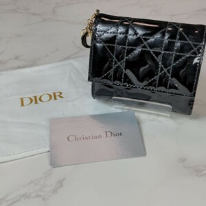 Dior　カナージュ　エナメル　三つ折り財布