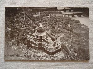 【絵葉書1枚】 St.Paul's Cathedral shewing river -LONDON /ヴィンテージ都市 街 建築 セントポール大聖堂 聖パウロ ハガキ 21-【2】