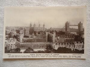 【絵葉書1枚】 TOWER BRIDGE & TOWER OF LONDON /BEAGLES POSTCARD /戦前 ヴィンテージ 都市 街 建築 歴史的建造物 跳開橋 ハガキ 21-886