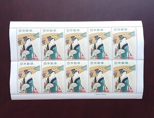 極美品!! 日本記念切手 切手趣味週間 雨中湯帰り 10面シート 糊ツヤ良好 未使用